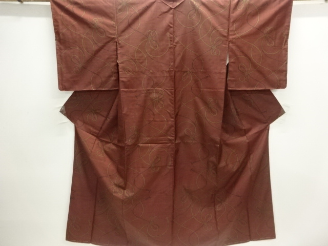 JAPANESE KIMONO / DORO OSHIMA TSUMUGI / WOVEN KUMIHIMO CORD PATTERN / 5MARUKI